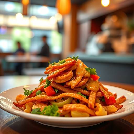 Uma foto de um prato de comida apetitoso em um restaurante em São Paulo, fotografado para fins comerciais.